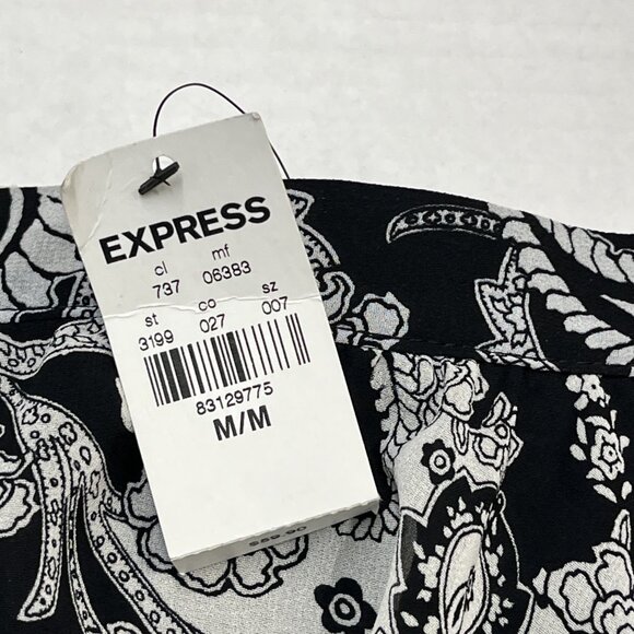Express Skirt Womens M Black Mixed Paisley Chiffon Midi Asymmetrical Western - Picture 7 of 9